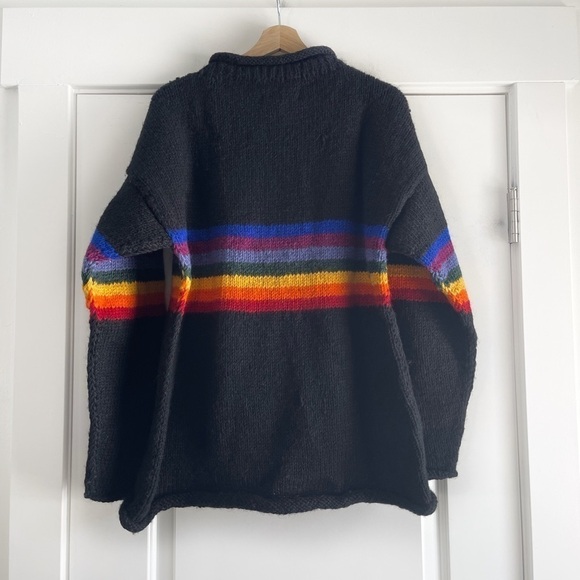 Incredible Vintage Avatar Retro Rainbow Striped Wool Sweater - L/XL - Picture 4 of 6